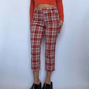 bcnu Red & Orange Plaid Capris